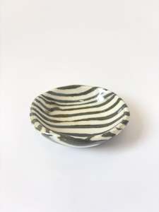 Ceramic Nerikomi Tiny Dish - Dark Green Stripe