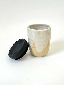 Ceramic Takeaway Cup - White Scallops