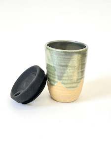 Ceramic Takeaway Cup - Kelp Green Scallops