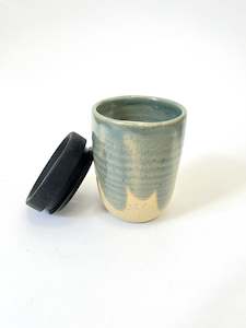 Design services: Ceramic Takeaway Cup - Denim Blue Scallops