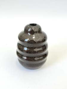 Ceramic Bud Vase - Dark Clay, Ripples