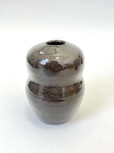 Ceramic Bud Vase - Dark Clay, Curves