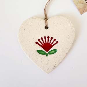 Ceramic Pohutukawa Sand Heart Decorations - Assorted