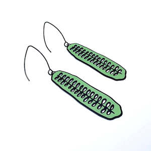 Design services: Cucumber Slice Earrings in Black/Green