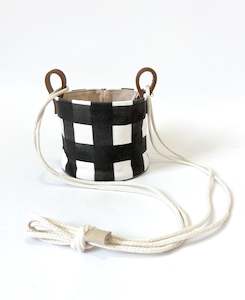 Hanging Canvas Planter - Black & White Gingham