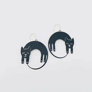 Design services: Lazy Cat Dangle Earrings in Black