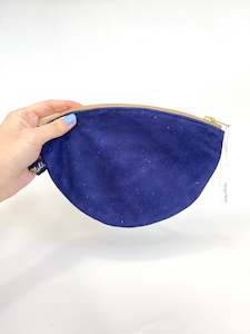 Curved Purse - Large - Indigo Suede