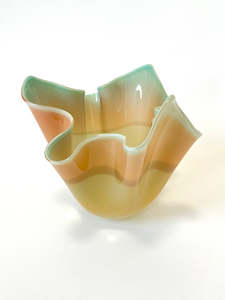 Design services: Handblown Glass Fazzoletto Bowl - Multi tone Yellow / Orange / Blue