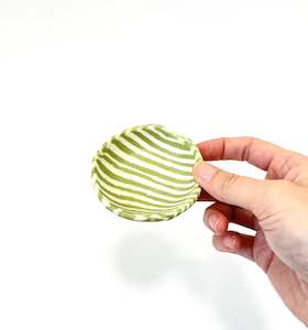 Ceramic Nerikomi Tiny Dish - Light Green Stripe