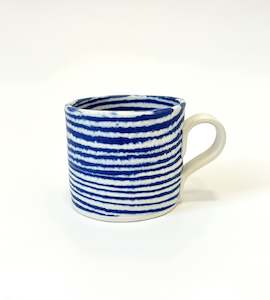 Ceramic Nerikomi Mug - Medium - Dark Blue Stripes