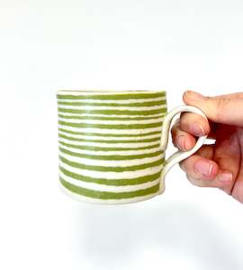 Design services: Ceramic Nerikomi Mug -Medium - Light Green Stripes