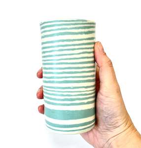 Ceramic Nerikomi Skinny Vase - Large - Turquoise Stripe