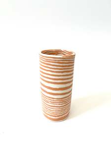 Design services: Ceramic Nerikomi Skinny Vase - Tall - Orange Stripe