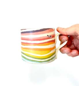 Ceramic Nerikomi Mug - Medium - Rainbow Stripes