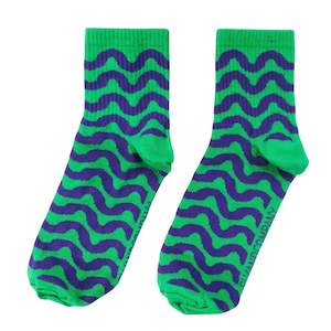 Cotton Ankle Socks - Green & Purple