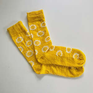 Design services: Merino Floral Socks - Kowhai Yellow