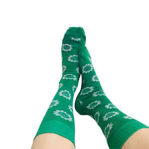 Merino Floral Socks - Grass Green