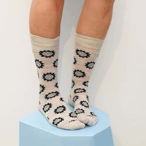 Merino Floral Socks - Marle, Black