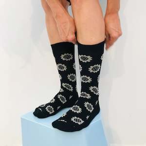 Design services: Merino Floral Socks - Black, Taupe