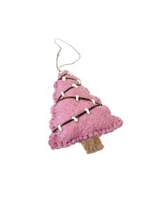 Design services: Felted Wool Zig Zag Christmas Tree Decoration - pink