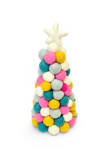 Pom-Pom Christmas Tree - Hot Pink, Mustard