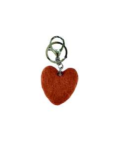 Design services: Rust Heart Felted Wool Keyring/Clip - burnt orange