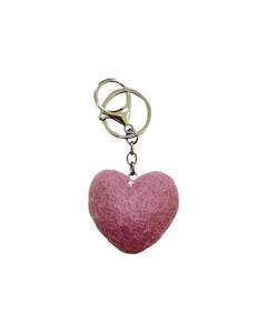 Design services: Soft Pink Heart Felted Wool Keyring/Clip