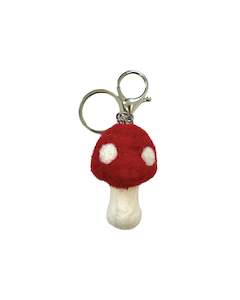 Design services: Mushroom Felted Wool Keyring/Clip  - Red