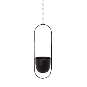 Boho Hanging Planter Black Oval