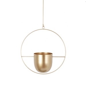 Boho Hanging Planter Gold Round