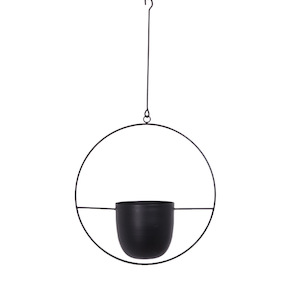 Boho Hanging Planter Black Round