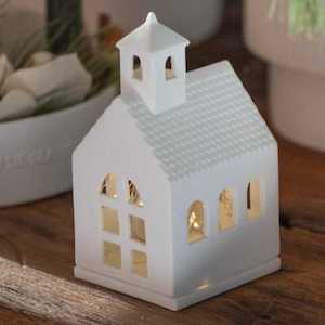 Furniture: Porcelain Tealight House - Small Chapel