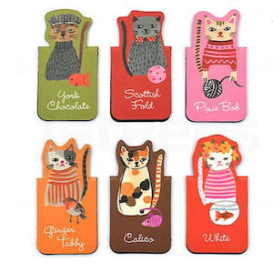 Cool Cats Magnetic Bookmarks (set of 6)