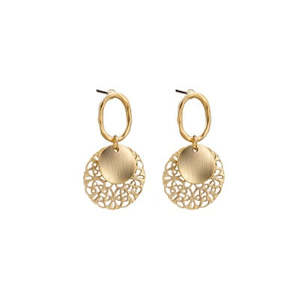 Furniture: Gold Filigree and Disc Earrings