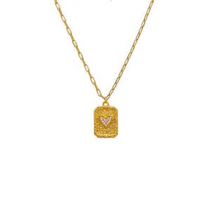 Gold Crystal Heart Pendant Necklace