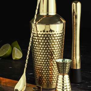 Tempa Hammered Gold 5 pc Cocktail Set