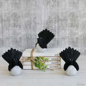 Furniture: Ceramic Fantails (Black/White) - Set of 3