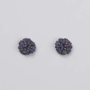 Mini Ball Flower Earrings - Purple