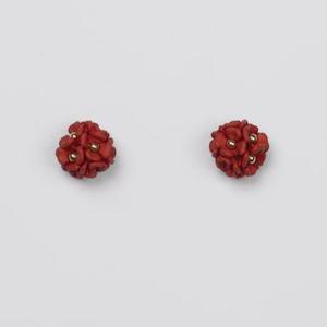 Mini Ball Flower Earrings - Tomato