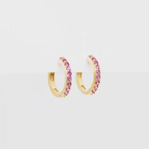 Furniture: Gold Huggie Hoop, with Ruby Stones