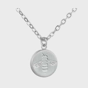 Round Busy Bee Necklace - Silver