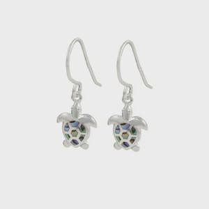 Sterling Silver Paua Turtle Earrings