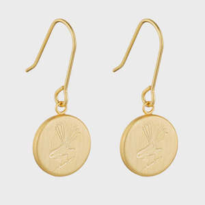 Round Fantail Pendant Earrings - Gold