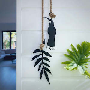 Hanging Huia & Fern - Steel Wall Art