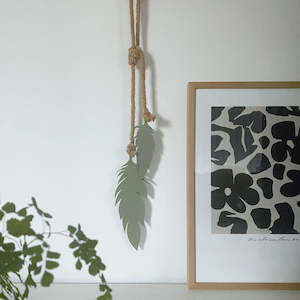 Furniture: Mini Hanging Feathers - Steel Wall Art