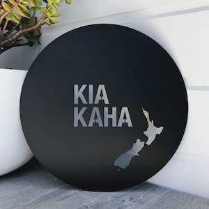 Furniture: Kia Kaha NZ Map - Steel Wall Art