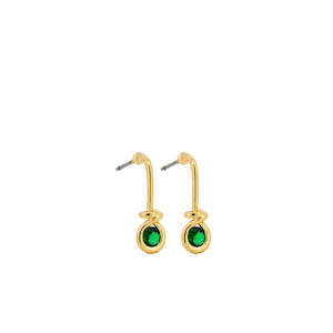 Furniture: Gold Emerald Stone Earrings