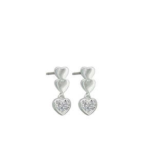 Furniture: Silver Triple Heart Crystal Earrings