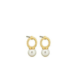 Gold Pearl Porta Bell Earrings