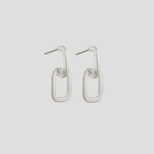 Furniture: Double Rectangle Earrings - Silver